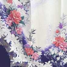 Load image into Gallery viewer, Furisode White Dark Purple Peony Tall Silk #10340F2
