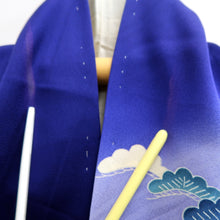 Load image into Gallery viewer, Furisode Blue Crane Birds Tall Silk #11088B1

