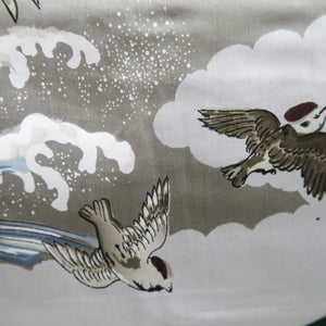 Men's Haori Vintage(1950-1980) Blue Black Eagle Wide Silk #10443A3