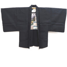 Load image into Gallery viewer, Men&#39;s Haori Vintage(1950-1980) Black Mt. Fuji Ukiyoe Silk #10290E4
