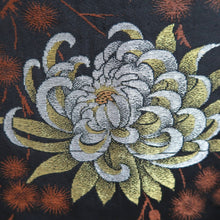 Load image into Gallery viewer, Haori Jacket Vintage(1950-1980) Black Gold Silver Chrysanthemum Silk #10240E3
