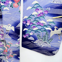 Load image into Gallery viewer, Furisode Blue Crane Birds Tall Silk #11088B1
