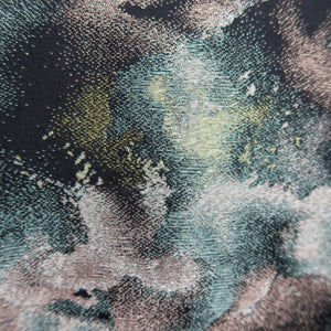 Haori Jacket Vintage(1950-1980) Black Gold Silver Abstract art Silk #9777A4