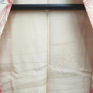 Haori Jacket Vintage(1950-1980) Cream white Pine Tree Silk #10226E2