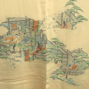 Haori Jacket Vintage(1950-1980) Pale Yellow Heian Princess Silk #10090D2