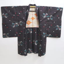 Load image into Gallery viewer, Haori Jacket Vintage(1920-1950) Black Meisen Dragonfly Silk #9642J1
