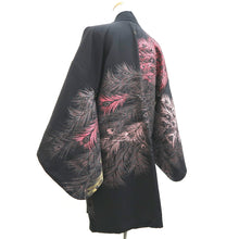 Load image into Gallery viewer, Haori Jacket Vintage(1950-1980) Black Silver Gold Peacock feather Silk #10060D1
