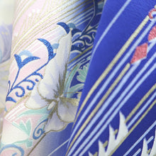 Load image into Gallery viewer, Furisode Blue Butterfly Silk #10329F2
