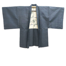 Load image into Gallery viewer, Men&#39;s Haori Vintage(1950-1980) Blue Black Fujin Raijin Silk #10444A3
