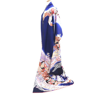Furisode Dark Blue Noshi Chrysanthemum Tall Silk #10330F2