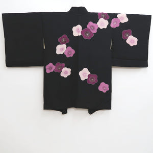 Haori Jacket Vintage(1950-1980) Black Plum blossom Silk #10046C5