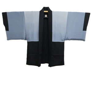Men's Haori Vintage(1950-1980) Black Montsuki Bird Wide Silk #10418A2