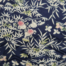 Load image into Gallery viewer, Haori Jacket Vintage(1950-1980) Dark Blue Flower Silk #10120D3
