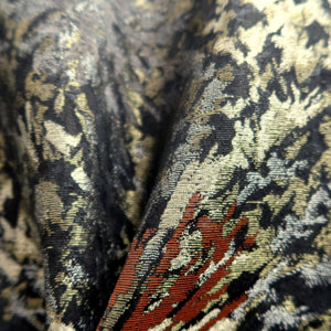 Haori Jacket Vintage(1950-1980) Black Gold Chrysanthemum Silk #9905B4