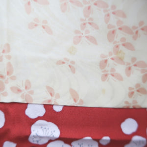 Haori Jacket Vintage(1950-1980) Red Plum blossom Branch Silk #10075D1