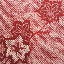 Load image into Gallery viewer, Haori Jacket Vintage(1950-1980) Red Full Shibori Maple Leaf Branch Silk #10195D5
