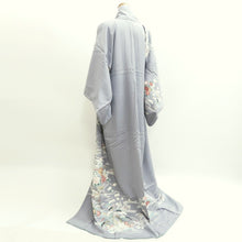 Load image into Gallery viewer, Kimono Light Gray Chrysanthemum Peony Silk #9942B5
