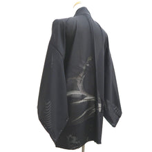Load image into Gallery viewer, Haori Jacket Vintage(1950-1980) Black See-Through Wave Silk #9814B1
