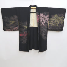 Load image into Gallery viewer, Haori Jacket Vintage(1950-1980) Black Silver Gold Peacock feather Silk #10060D1
