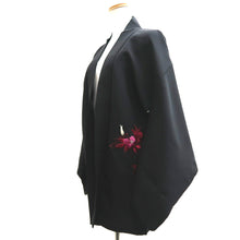 Load image into Gallery viewer, Haori Jacket Vintage(1950-1980) Black Fully Embroidered Flower Silk #10031C4
