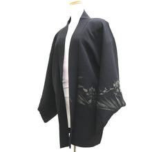 Load image into Gallery viewer, Haori Jacket Vintage(1950-1980) Black Flower Silk #9906B4
