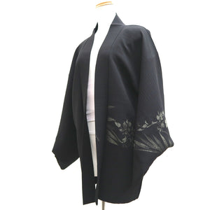 Haori Jacket Vintage(1950-1980) Black Flower Silk #9906B4