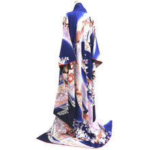 Load image into Gallery viewer, Furisode Dark Blue Noshi Chrysanthemum Tall Silk #10330F2
