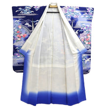 Load image into Gallery viewer, Furisode Blue Crane Birds Tall Silk #11088B1
