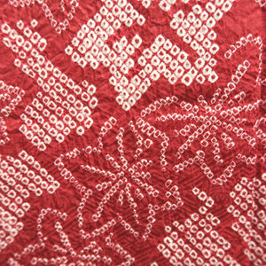 Haori Jacket Vintage(1950-1980) Red Full Shibori Maple Leaf Branch Silk #10195D5
