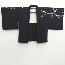 Load image into Gallery viewer, Haori Jacket Vintage(1950-1980) Black Plum blossom Branch Silk #10241E3
