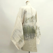 Load image into Gallery viewer, Haori Jacket Vintage(1950-1980) White Gold Silver Mountain Landscape Silk #10015C3
