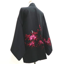 Load image into Gallery viewer, Haori Jacket Vintage(1950-1980) Black Fully Embroidered Flower Silk #10031C4
