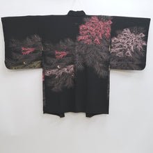 Load image into Gallery viewer, Haori Jacket Vintage(1950-1980) Black Silver Gold Peacock feather Silk #10060D1
