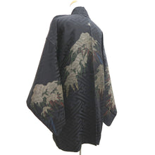 Load image into Gallery viewer, Haori Jacket Vintage(1950-1980) Black Sayagata Bamboo leaf Silk #9890B3
