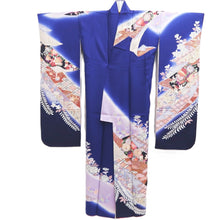 Load image into Gallery viewer, Furisode Dark Blue Noshi Chrysanthemum Tall Silk #10330F2
