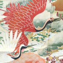 Load image into Gallery viewer, Tomesode Vintage(1920-1950) Black Crane Birds Hand painted Silk #10499B1
