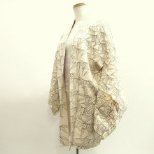 Load image into Gallery viewer, Haori Jacket Vintage(1950-1980) Cream white Bamboo leaf Embroidery Silk #10121D3
