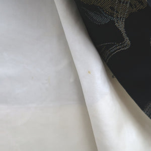 Haori Jacket Vintage(1950-1980) Black Gold Abstract art Silk #9763A3