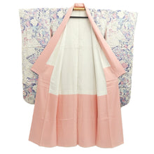 Load image into Gallery viewer, Furisode White Lavender Plum blossom Peony Folding Fan Silk #10550B4
