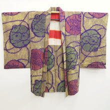 Load image into Gallery viewer, Haori Jacket Vintage(1920-1950) Yellow Blueish Purple Green Shibori Bamboo leaf Long Silk #9966C1
