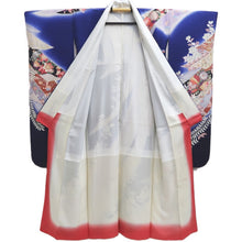 Load image into Gallery viewer, Furisode Dark Blue Noshi Chrysanthemum Tall Silk #10330F2
