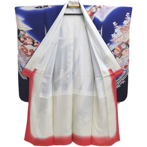 Furisode Dark Blue Noshi Chrysanthemum Tall Silk #10330F2