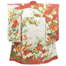 Load image into Gallery viewer, Furisode Red White Embroidery Chrysanthemum Silk #10560B4
