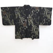 Load image into Gallery viewer, Haori Jacket Vintage(1950-1980) Black Gold Abstract art Silk #9763A3
