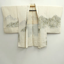 Load image into Gallery viewer, Haori Jacket Vintage(1950-1980) White Gold Silver Mountain Landscape Silk #10015C3
