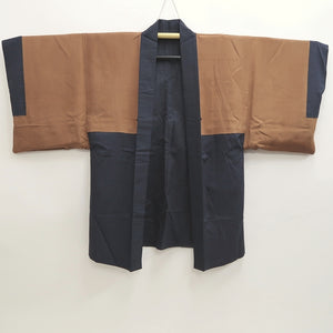 Men's Haori Vintage(1950-1980) Dark Blue Tsukuji Market Tokyo Silk #9825B1