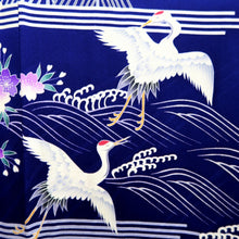 Load image into Gallery viewer, Furisode Blue Crane Birds Tall Silk #11088B1
