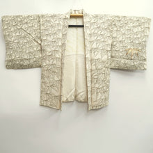 Load image into Gallery viewer, Haori Jacket Vintage(1950-1980) Cream white Bamboo leaf Embroidery Silk #10121D3
