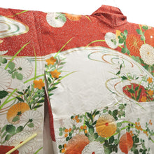 Load image into Gallery viewer, Furisode Red White Embroidery Chrysanthemum Silk #10560B4
