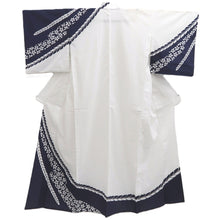 Load image into Gallery viewer, Yukata Vintage(1950-1980) White Navy Cherry Blossom Cotton #10355F3
